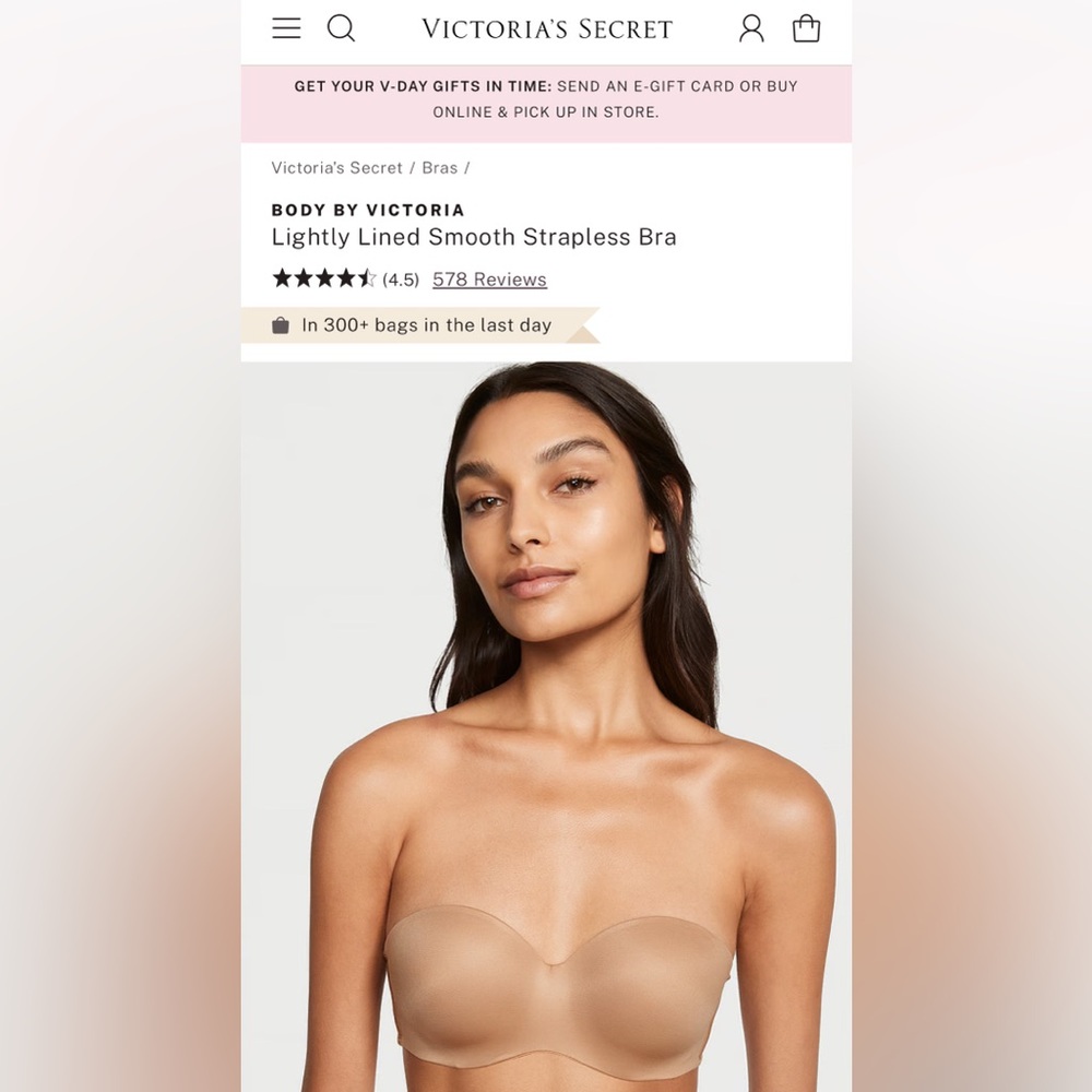 Victoria’s Secret Lightly Lined Smooth Strapless Bra